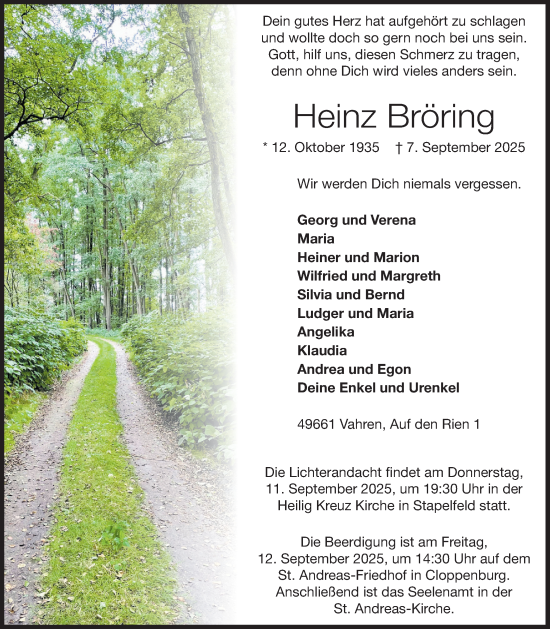 Anzeige von Heinz Bröring von OM-Medien