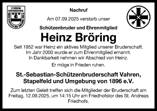 Anzeige von Heinz Bröring von OM-Medien