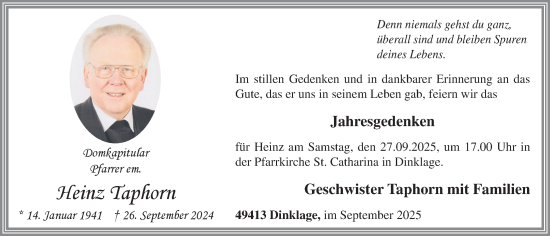 Anzeige von Heinz Taphorn von OM-Medien