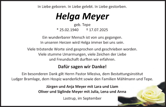 Anzeige von Helga Meyer von OM-Medien