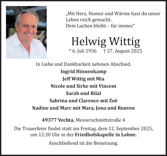 Anzeige von Helwig Wittig von OM-Medien