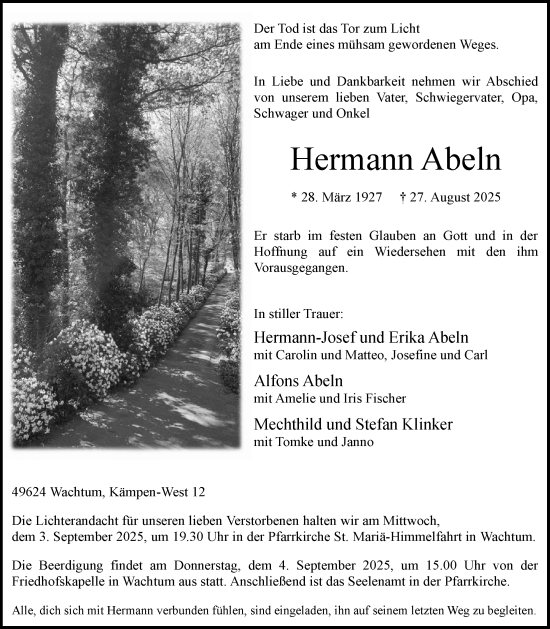 Anzeige von Hermann Abeln von OM-Medien