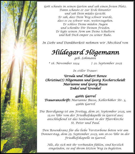 Anzeige von Hildegard Högemann von OM-Medien