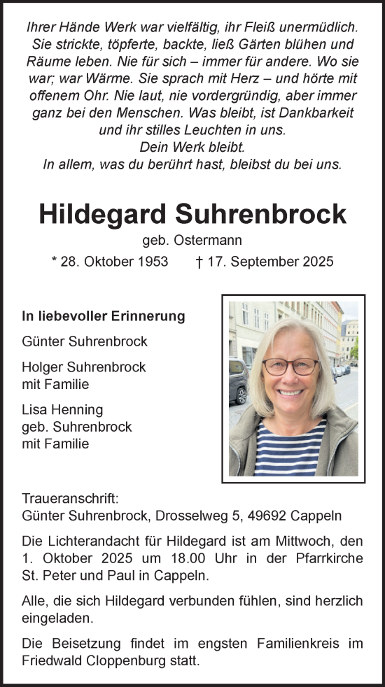 Anzeige von Hildegard Suhrenbrock von OM-Medien