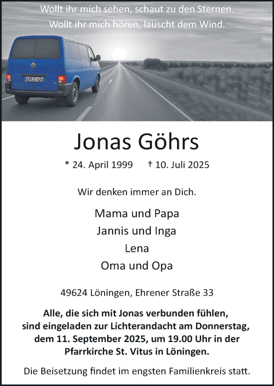 Anzeige von Jonas Göhrs von OM-Medien