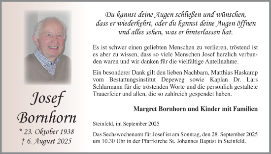 Anzeige von Josef Bornhorn von OM-Medien