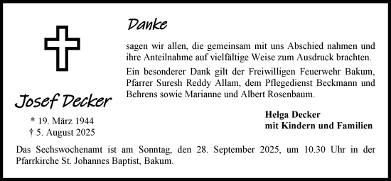Anzeige von Josef Decker von OM-Medien