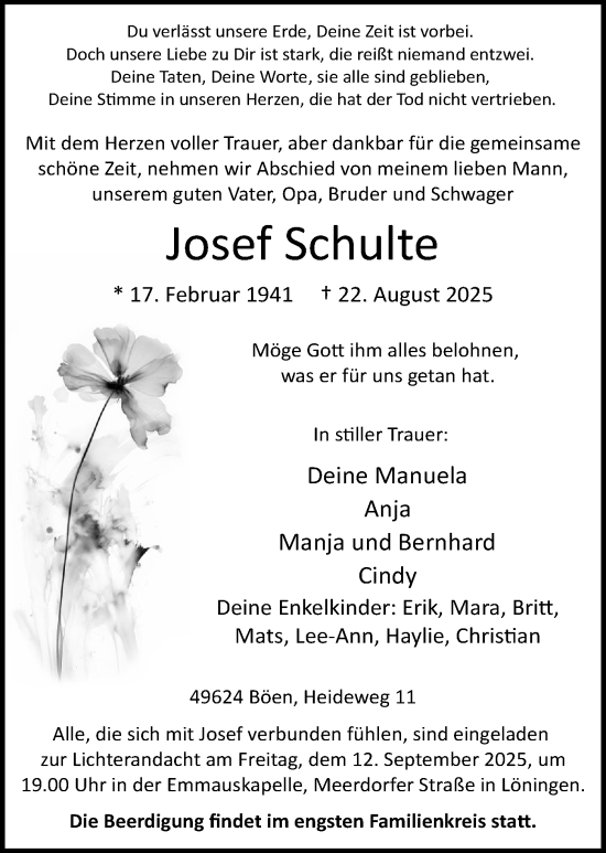 Anzeige von Josef Schulte von OM-Medien