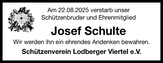 Anzeige von Josef Schulte von OM-Medien