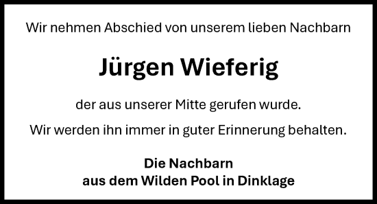 Anzeige von Jürgen Wieferig von OM-Medien