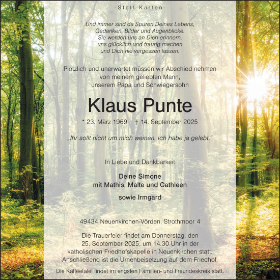 Anzeige von Klaus Punte von OM-Medien