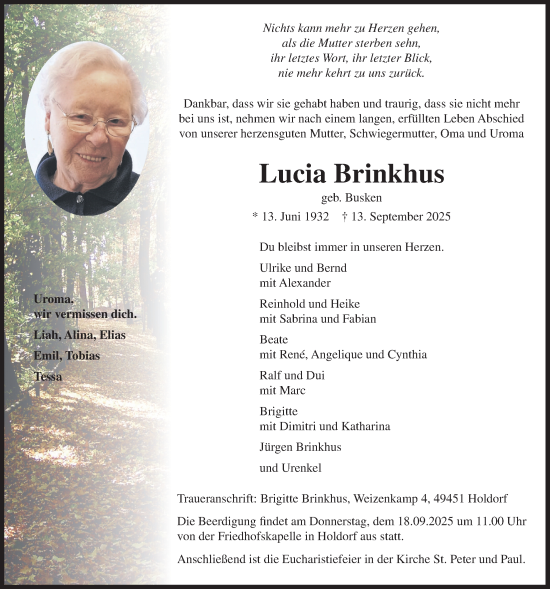 Anzeige von Lucia Brinkhus von OM-Medien