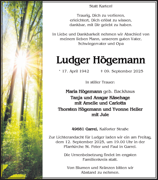 Anzeige von Ludger Högemann von OM-Medien