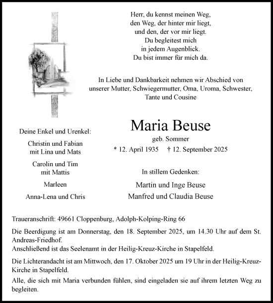 Anzeige von Maria Beuse von OM-Medien