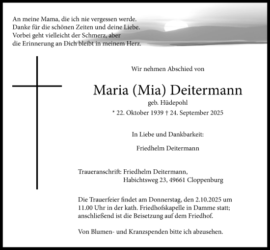 Anzeige von Maria Deitermann von OM-Medien