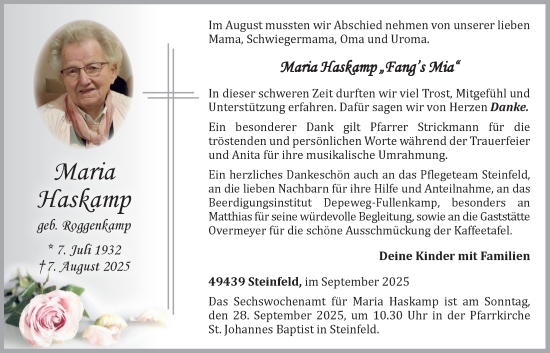 Anzeige von Maria Haskamp von OM-Medien