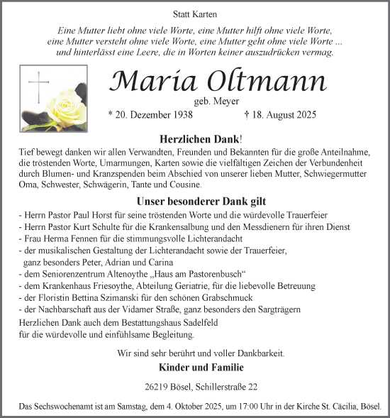 Anzeige von Maria Oltmann von OM-Medien