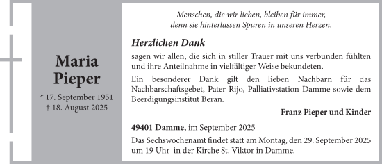 Anzeige von Maria Pieper von OM-Medien