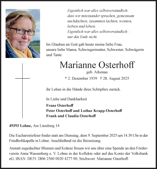 Anzeige von Marianne Osterhoff von OM-Medien