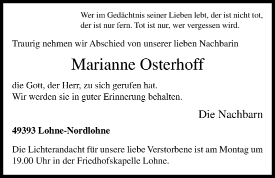 Anzeige von Marianne Osterhoff von OM-Medien