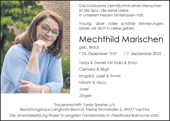 Anzeige von Mechthild Marischen von OM-Medien
