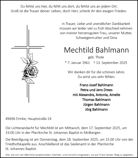Anzeige von Mechtild Bahlmann von OM-Medien
