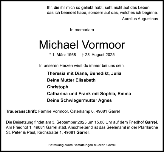 Anzeige von Michael Vormoor von OM-Medien