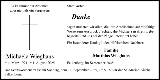 Anzeige von Michaela Wieghaus von OM-Medien