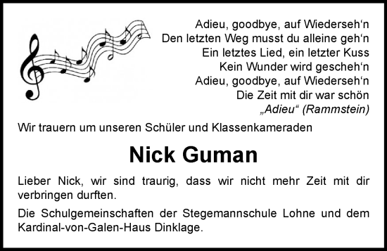 Anzeige von Nick Guman von OM-Medien