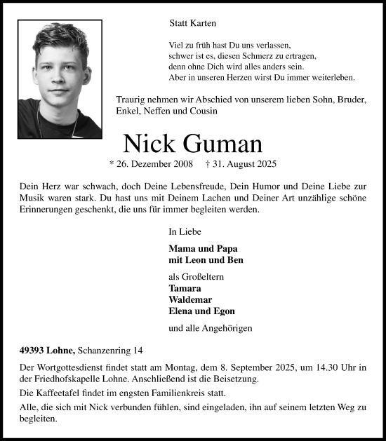 Anzeige von Nick Guman von OM-Medien