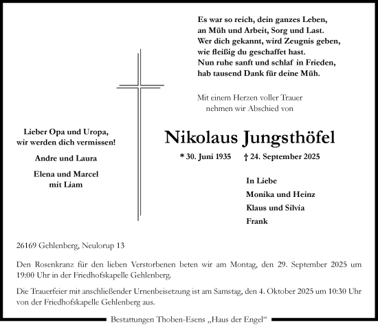 Anzeige von Nikolaus Jungsthöfel von OM-Medien