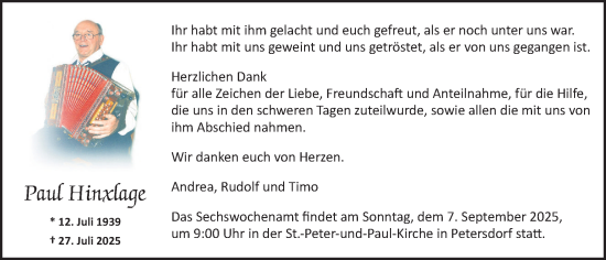 Anzeige von Paul Hinxlage von OM-Medien