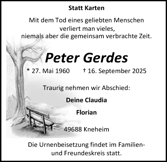 Anzeige von Peter Gerdes von OM-Medien