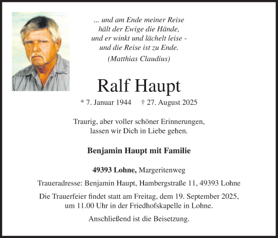 Anzeige von Ralf Haupt von OM-Medien