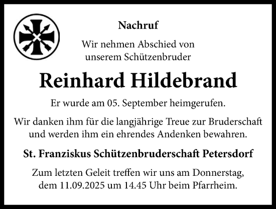Anzeige von Reinhard Hildebrand von OM-Medien