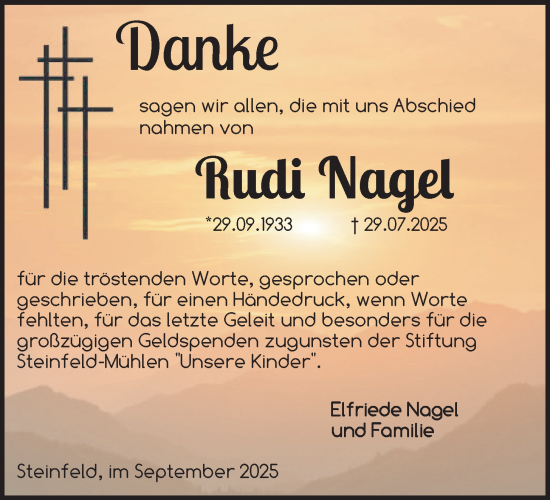 Anzeige von Rudi Nagel von OM-Medien