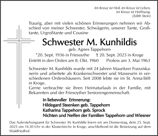 Anzeige von Schwester M. Kunhildis  von OM-Medien