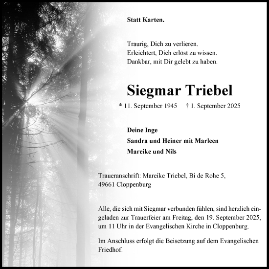 Anzeige von Siegmar Triebel von OM-Medien
