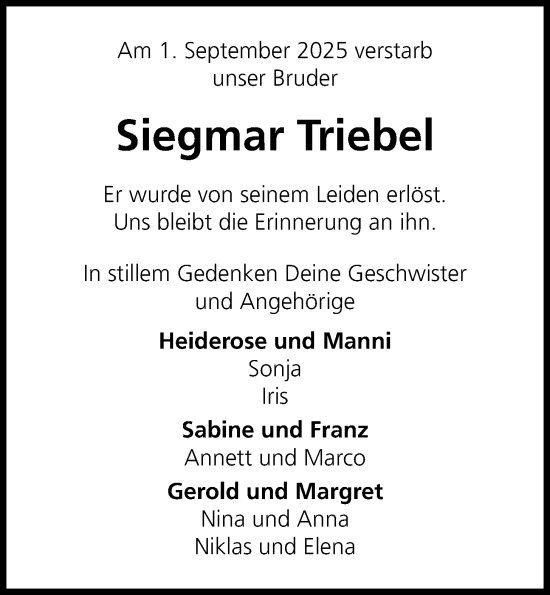 Anzeige von Siegmar Triebel von OM-Medien