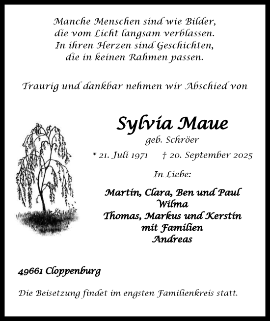 Anzeige von Sylvia Maue von OM-Medien