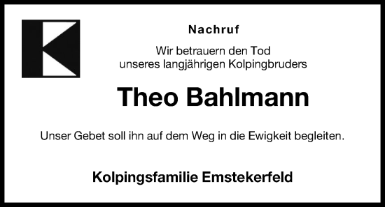 Anzeige von Theo Bahlmann von OM-Medien
