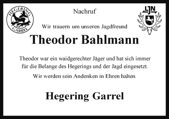 Anzeige von Theodor Bahlmann von OM-Medien