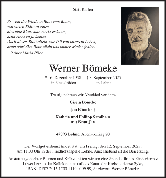 Anzeige von Werner Bömeke von OM-Medien
