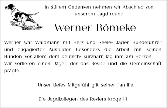 Anzeige von Werner Bömeke von OM-Medien