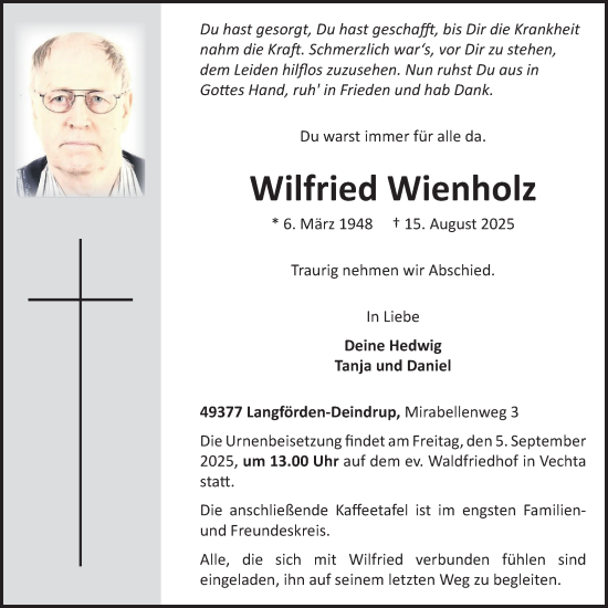 Anzeige von Wilfried Wienholz von OM-Medien