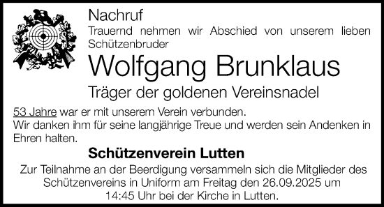 Anzeige von Wolfgang Brunklaus von OM-Medien