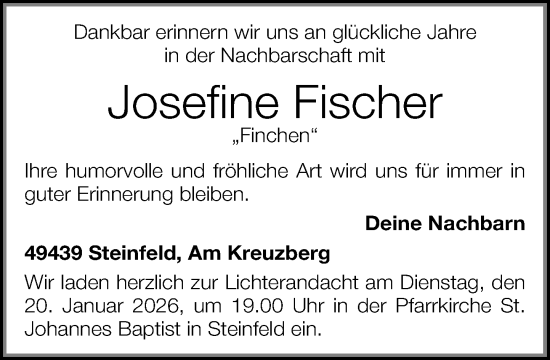 Anzeige von Josefine Fischer von OM Medien