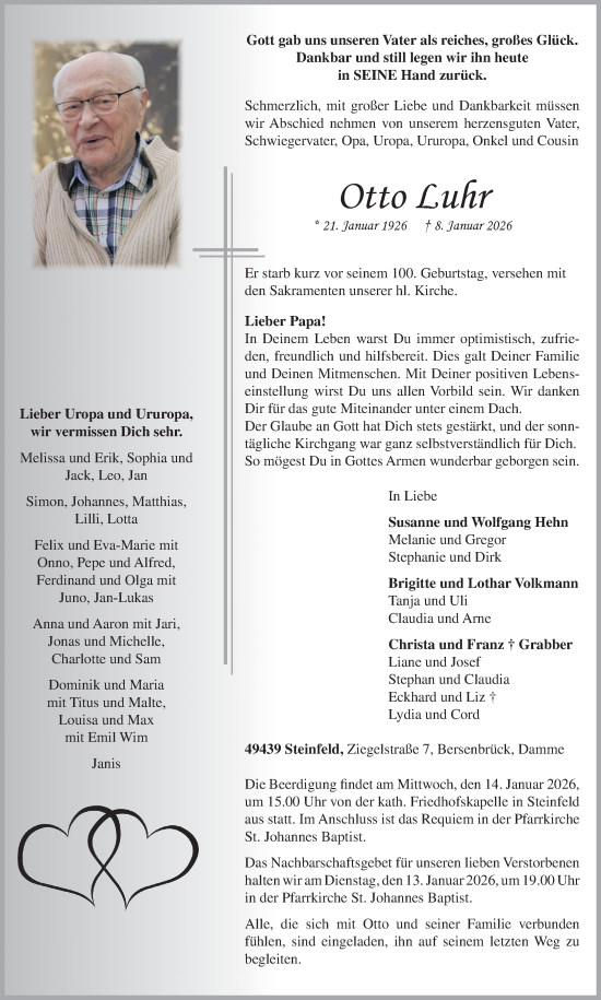 Anzeige von Otto Luhr von OM Medien