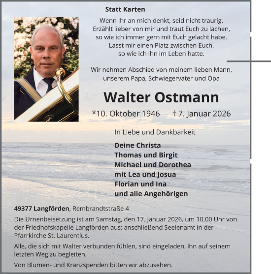 Anzeige von Walter Ostmann von OM Medien