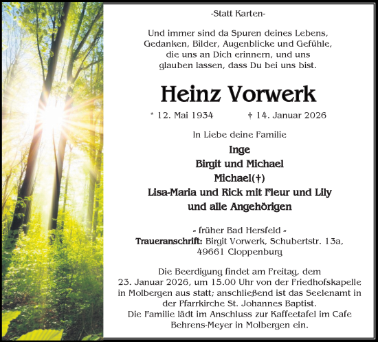 Anzeige von Heinz Vorwerk von OM-Medien